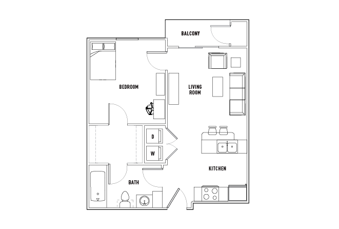 1X1-B floor plan
