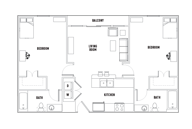 2X2-D floor plan