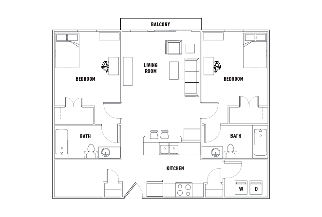 2X2-Study floor plan