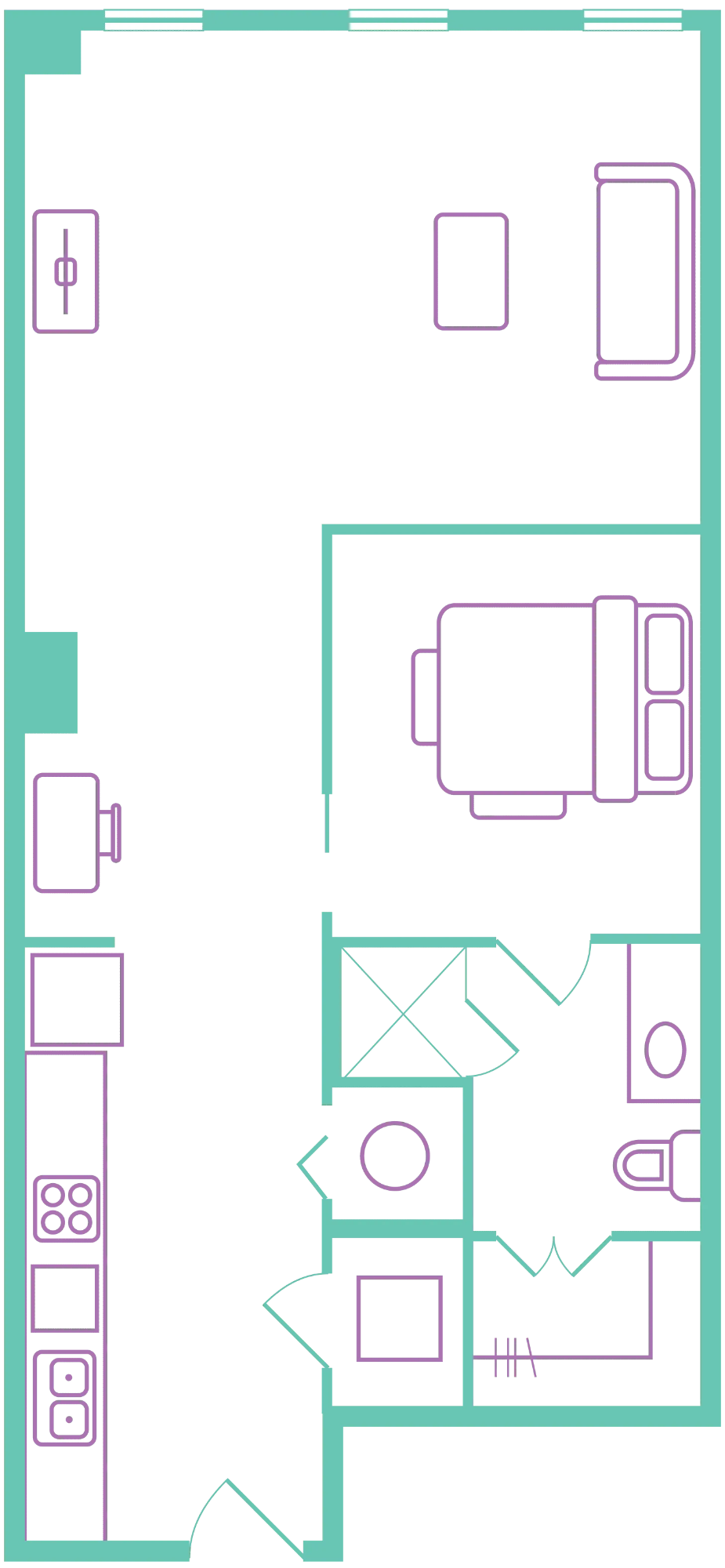 1X1 floor plan