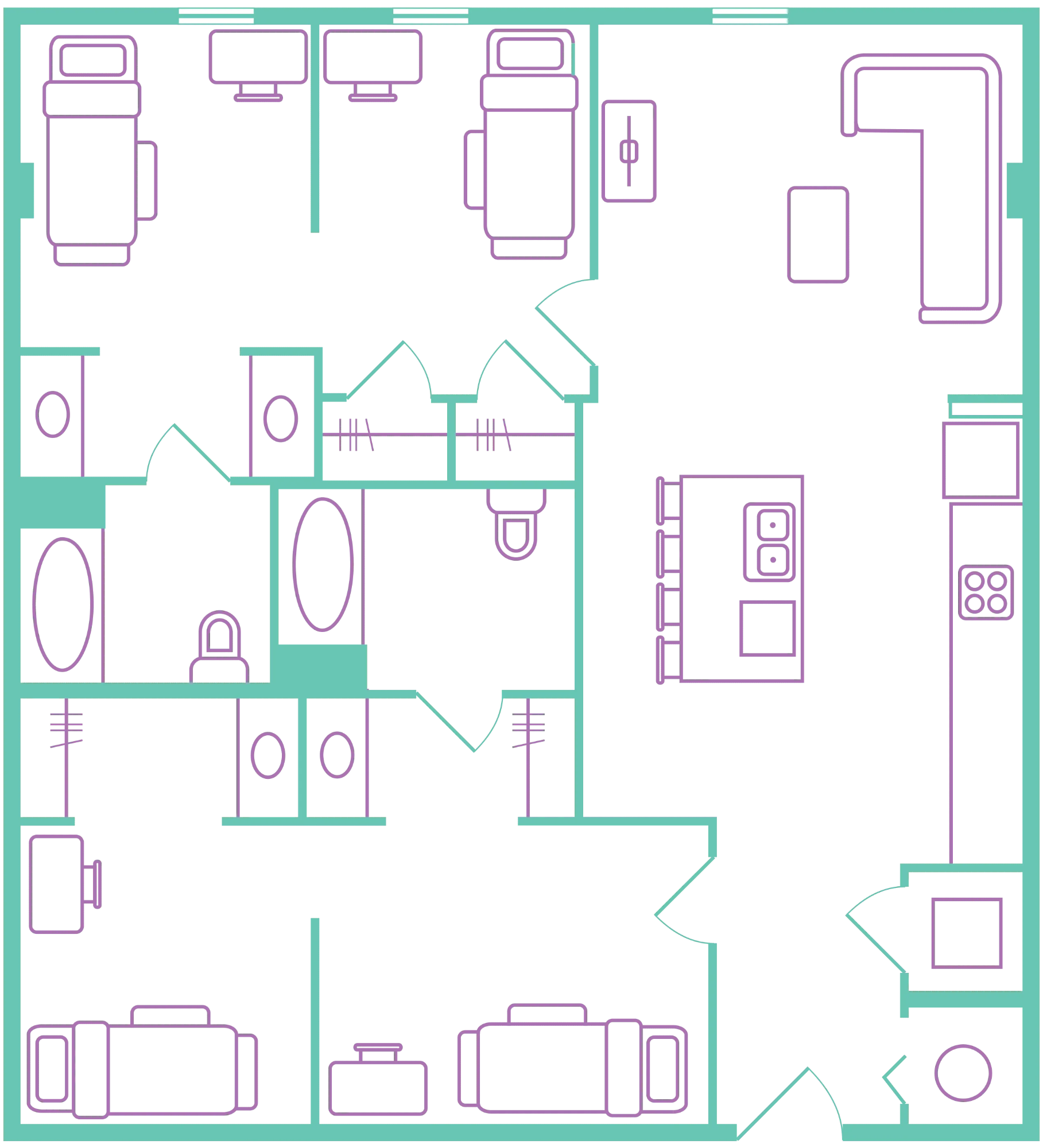 2X2 - Shared floor plan