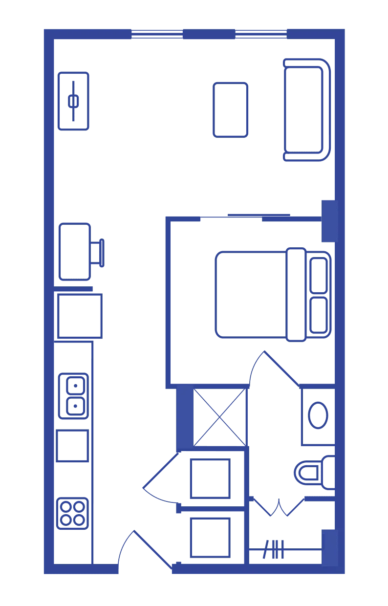 1X1 floor plan